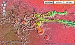 Lokation des Monolithen im westlichen Valless Marineris Grabensystem