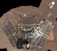Staubablagerungen auf Opportunity an Sol 322