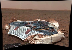 Blick zur&uuml;ck auf den vom Rover verlassenen Lander