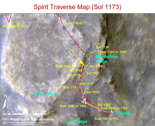 Wegeplan bis Sol 1173