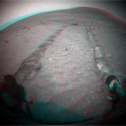 3D-Blick auf die Schleifspur des festsitzenden Vorderrades