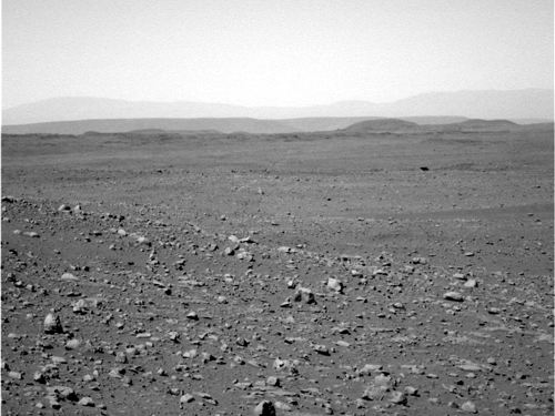 Blick nach S&uuml;den auf den 80 km entfernten Rand des Gusev Kraters