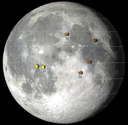 Landepl&auml;tze der Apollo-Missionen