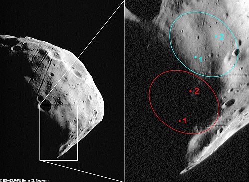 Phobos Grunt Landeplatz fotografiert von Mars Express