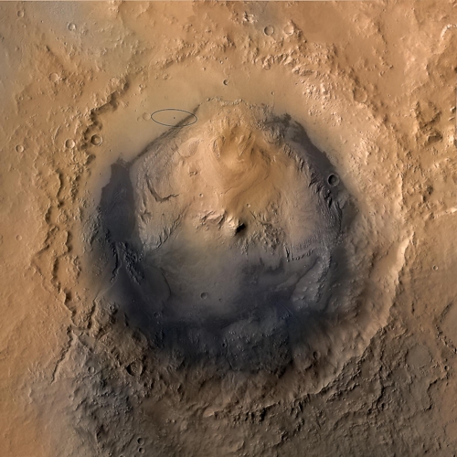 Gale Krater mit Landeellipse