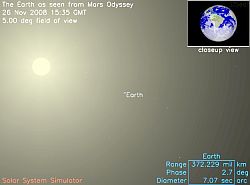 Blick von Mars Odyssey auf die Erde